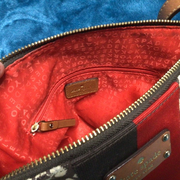 Kate Spade Classic Spade Victoria Crossbody Bag Chocolate/Cream/Red - Picture 9 of 15